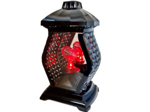 ZNICZ ZNICZE LAMPION NA GRÓB WAZA RTN CZARNA+SERCE LED