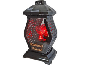 MAMA MAMIE ZNICZ LAMPION NA GRÓB WAZA MAŁA RTN CZARNA+SERCE LED