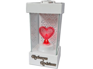 RODZICE RODZICOM ZNICZ LAMPION NA GRÓB LA250 BIAŁY+SERCE CZERWONE LED