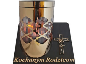 RODZICE RODZICOM ZNICZ LAMPION SOLARNY SOLAR FOTOWOLTAICZNY TUBA KRZYŻ ZŁOT