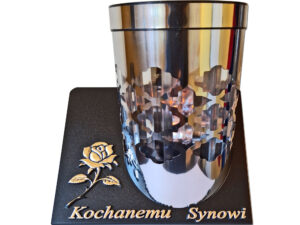 SYN SYNOWI ZNICZ LAMPION SOLARNY SOLAR FOTOWOLTAICZNY TUBA RÓŻA SREBRO