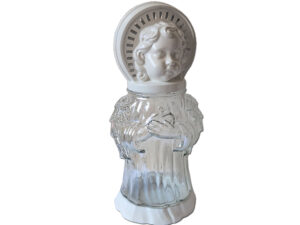 ZNICZ ZNICZE LAMPION NA GRÓB ANIOŁ MAŁY SZKŁO BIAŁY