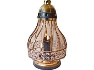 ZNICZ ZNICZE LAMPION NA GRÓB KARAFA VIP ZŁOTO 70+ŚWIECA LED CZARNA