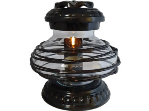 ZNICZ ZNICZE LAMPION NA GRÓB CERAMIKA UFO OPLOT CZARNY+ŚWIECA LED CZARNA