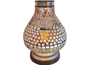 SOLAR SOLARNY ZNICZ LAMPION NA GRÓB KARAFA SREBRO KORALE