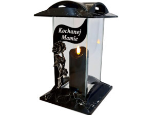MAMA MAMIE ZNICZ KBM RÓŻA CZARNY MARMUR+ŚWIECA LED CZARNA