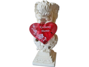 MAMA MAMIE ZNICZ FIGURKA ANIOŁ SOLARNY NA GRÓB SERCE CZERWONE
