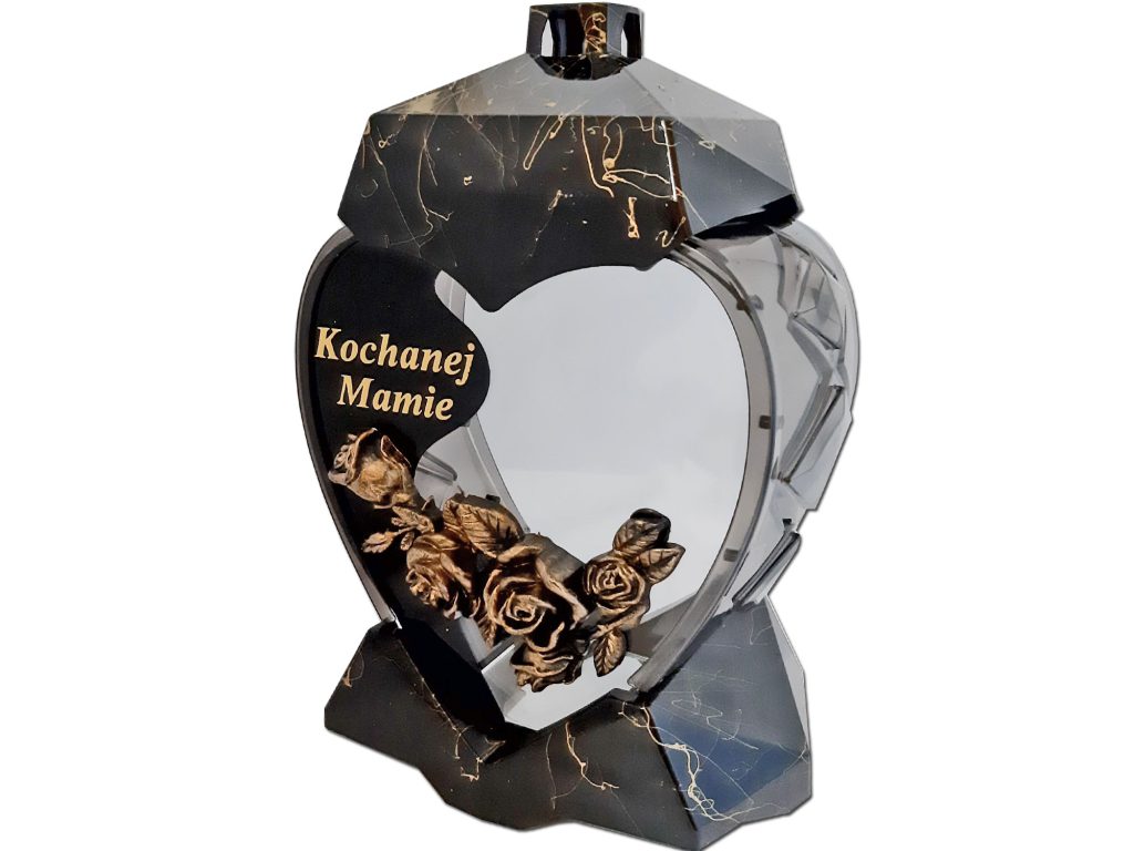 ZNICZ MAMA MAMIE SERCE MAŁE DEDYKACJA CZARNO ZŁOTY