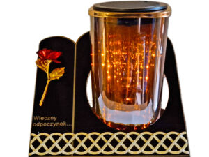 SOLAR SOLARNY FOTOWOLTAICZNY ZNICZ LAMPION AKR TUBA 3D RÓŻA CZERWONA