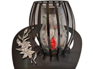 ZNICZ LAMPION SOLARNY FOTOWOLTAICZNY NA GRÓB KOSZ SKOS CZARNY