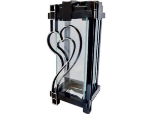 ZNICZ LAMPION NA GRÓB PLK SERCE SREBRO CZARNY