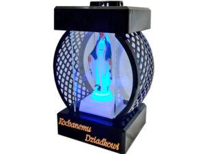 DZIADEK DZIADKOWI ZNICZ LAMPION KOŁO RTN GŁADKI CZARNY+FIGURKA LED