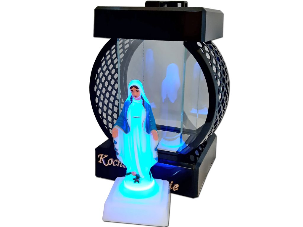 MAMA MAMIE ZNICZ LAMPION KOŁO RTN GŁADKI CZARNY + FIGURKA LED