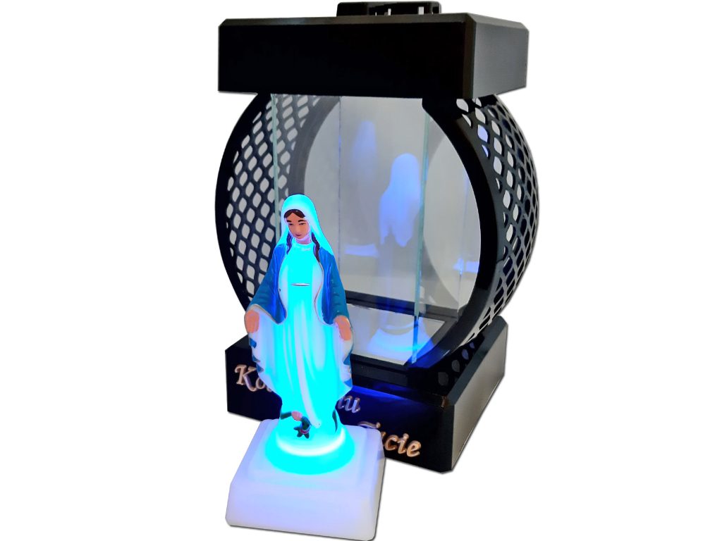 TATA TACIE ZNICZ LAMPION KOŁO RTN GŁADKI CZARNY + FIGURKA LED