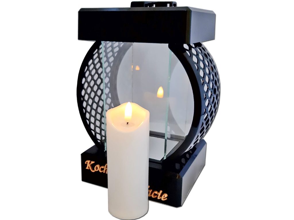 TATA TACIE ZNICZ LAMPION KOŁO RTN GŁADKI CZARNY + ŚWIECA LED