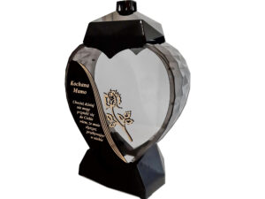 MAMA MAMIE ZNICZ ZNICZE LAMPION SERCE D CZARNY RÓŻA SENTENCJA ZŁOTO