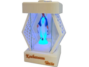 TATA TACIE ZNICZ ZNICZE LAMPION NA GRÓB DMT KARO GŁADKI BIAŁY+FIGURKA LED