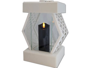 ZNICZ LAMPION LATARENKA NA GRÓB DMT KARO BIAŁY GŁADKI+ŚWIECA LED CZARNA