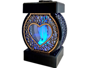 ZNICZ ZNICZE LAMPION NA GRÓB KOŁO RTN SERCE RAMA ZŁOTO+FIGURKA LED