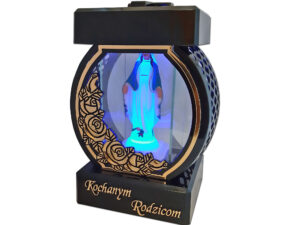 RODZICE RODZICOM ZNICZ LAMPION NA GRÓB KOŁO RTN RÓŻA RAMA ZŁOTO+FIGURKA LED