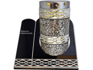 ZNICZ ZNICZE LAMPION NA GRÓB TUBA MZK SREBRO+ŚWIECA BRK