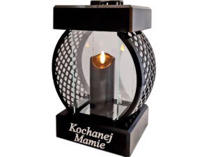 MAMA MAMIE SR ZNICZ LAMPION KOŁO RTN GŁADKI CZARNY+ŚWIECA LED CZARNA