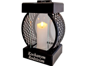 RODZICE RODZICOM SR ZNICZ LAMPION KOŁO RTN GŁADKI CZARNY+ŚWIECA LED BIAŁA