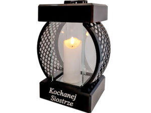 SIOSTRA SIOSTRZE SR ZNICZ LAMPION KOŁO RTN GŁADKI CZARNY+ŚWIECA LED BIAŁA