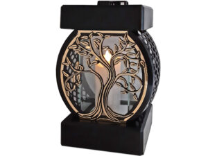 ZNICZ ZNICZE LAMPION NA GRÓB KOŁO RTN DRZEWO RAMA ZŁOTO+ŚWIECA LED BIAŁA