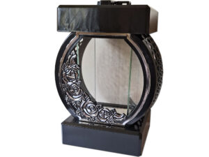 ZNICZ ZNICZE LAMPION NA GRÓB KOŁO RTN RÓŻA RAMA SREBRO