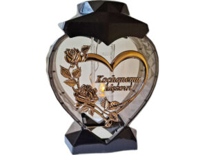 MĄŻ MĘŻOWI ZNICZ LAMPION SERCE ZŁOTO NA GRÓB SOLARNY FOTOWOLTAICZNY