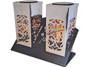 ZNICZ LAMPION SOLARNY SOLAR FOTOWOLTAICZNY DUET TUBA SREBRO