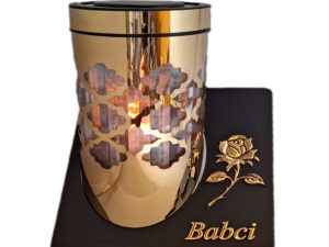 BABCIA BABCI ZNICZ LAMPION SOLARNY SOLAR FOTOWOLTAICZNY TUBA RÓŻA ZŁOTO