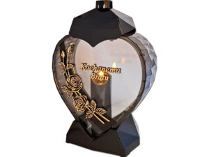 BRAT BRATU ZNICZ LAMPION SERCE D RÓŻA CZARNY ZŁOTO LITERY+ŚWIECA LED CZARNA