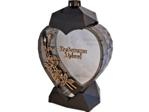 MĄŻ MĘŻOWI ZNICZ ZNICZE LAMPION SERCE D CZARNY RÓŻA SENTENCJA ZŁOTO