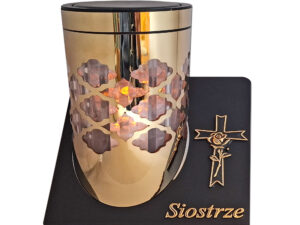 SIOSTRA SIOSTRZE ZNICZ LAMPION SOLARNY SOLAR FOTOWOLTAICZNY TUBA KRZYŻ