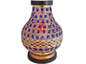 SOLAR SOLARNY FOTOWOLTAICZNY ZNICZ LAMPION NA GRÓB KARAFA VIP ZŁOTO-NIEBIESKA