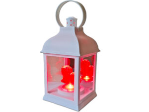 LATARENKA LATARNIA BIAŁA Z SERDUSZKIEM CZERWONYM