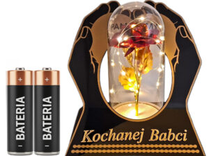 BABCIA BABCI ZNICZ LAMPION NA GRÓB SKOS DŁONIE RÓŻA CZERWONA+LEDY