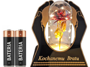 BRAT BRATU ZNICZ LAMPION NA GRÓB SKOS DŁONIE RÓŻA CZERWONA+LEDY