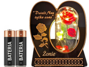 ŻONA ŻONIE ZNICZ LAMPION NA GRÓB SKOS RÓŻA CZERWONA+LEDY